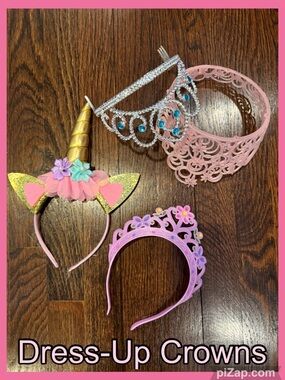 👑 Kids Dress-Up Crowns and Unicorn Headband - Pink, Gold, Silver, Blue